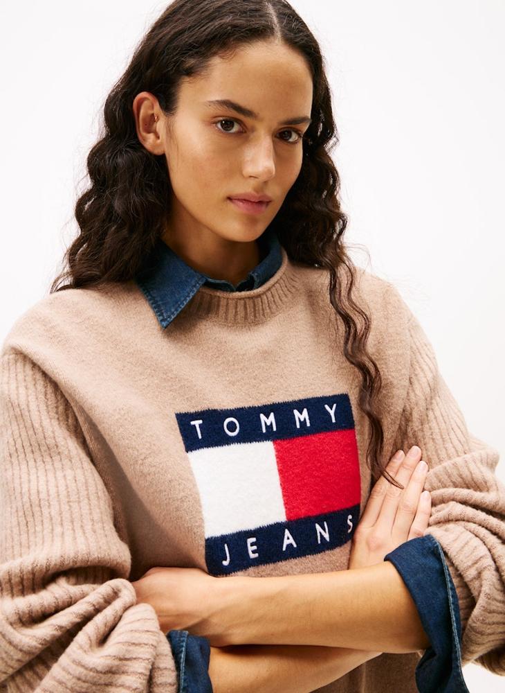 TOMMY JEANS Flag Detail Sweatshirt Mini Dress - Image 4