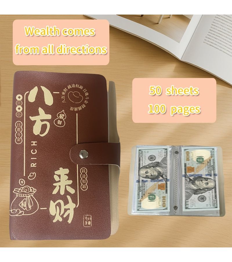 Peace And Joy Red Cash Savings Book Mini Money Banknote Organizer - Image 5