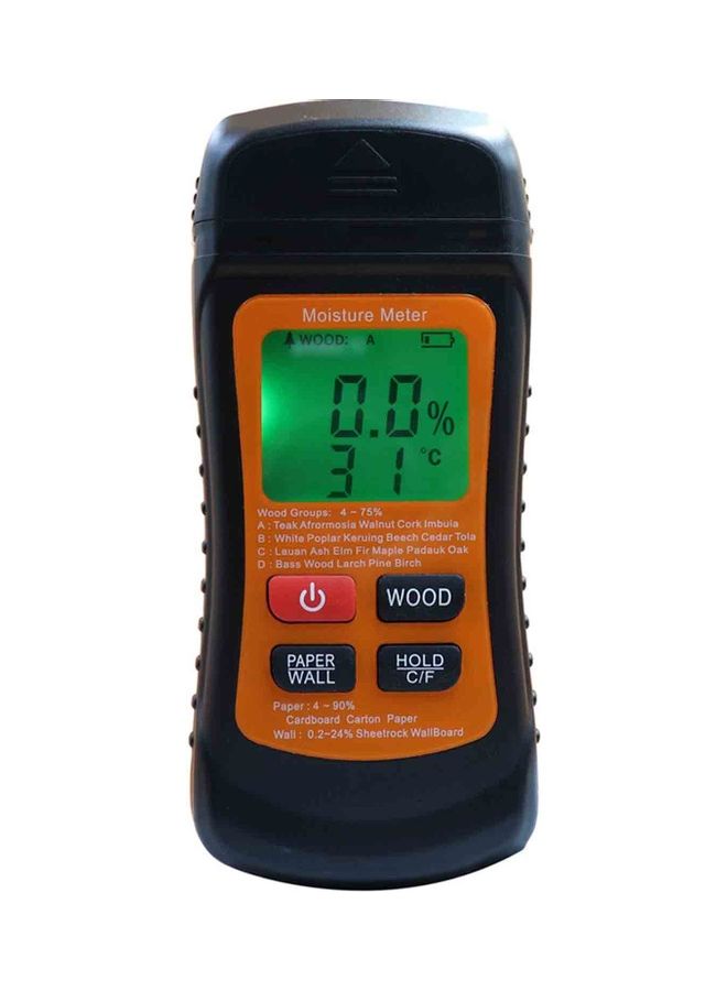 Handheld Moisture Meter with Test Pins for Wood Black - Image 1