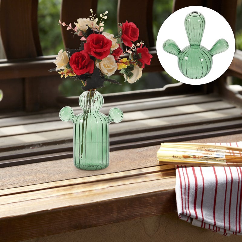 Glass Bud Vase Cactus Shaped Glass Vase Hydroponic Vase Aromatherapy Vase Table Centerpiece - Image 1