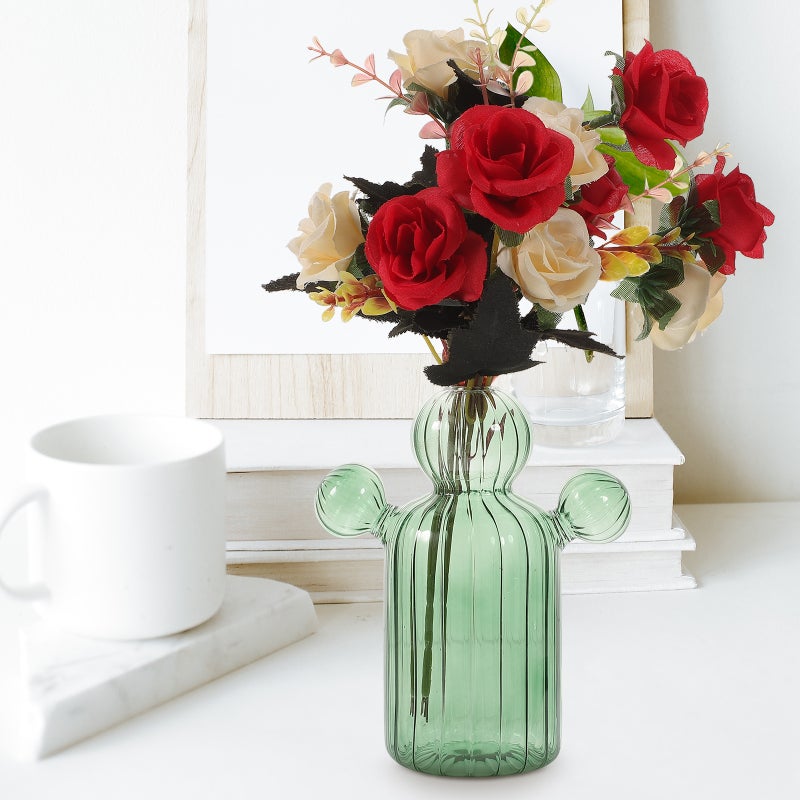 Glass Bud Vase Cactus Shaped Glass Vase Hydroponic Vase Aromatherapy Vase Table Centerpiece - Image 4