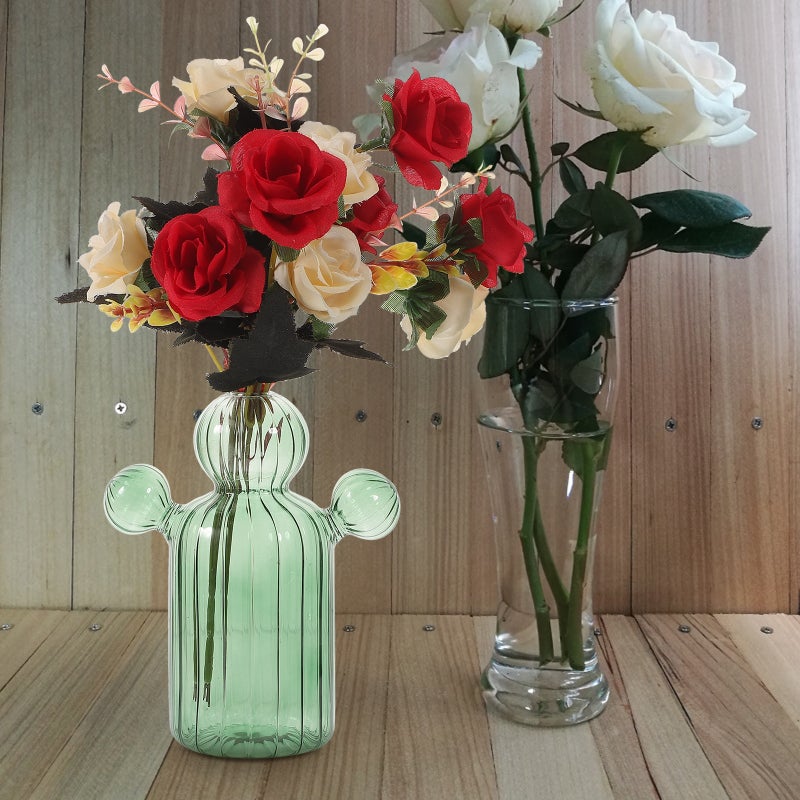 Glass Bud Vase Cactus Shaped Glass Vase Hydroponic Vase Aromatherapy Vase Table Centerpiece - Image 3