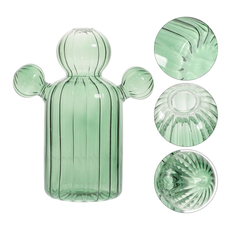 Glass Bud Vase Cactus Shaped Glass Vase Hydroponic Vase Aromatherapy Vase Table Centerpiece - Image 2
