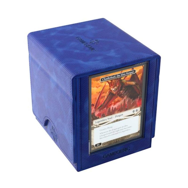Gamegenic Sidekick Pro 100+ XL Convertible - Premium Deck Box with Secure Card Storage, UV Protected Slide Card Case, Display Top Card, Extra Token Drawer, Magnetic Closure, Blue Color, Made - Image 1