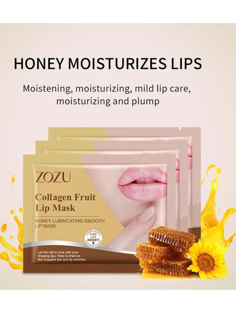 Zozu 15 Pcs Collagen Fruit Lip Mask Set Honey Lubricating Smooth Lip Mask Hydrating Moisturizing Improve Chapped Lips and Lip Wrinkles Nourishing Smooth Fade Lip Lines Lip Mask Set for Women and Men All Skin Types  - Image 3
