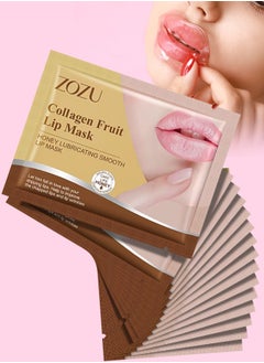 Zozu 15 Pcs Collagen Fruit Lip Mask Set Honey Lubricating Smooth Lip Mask Hydrating Moisturizing Improve Chapped Lips and Lip Wrinkles Nourishing Smooth Fade Lip Lines Lip Mask Set for Women and Men All Skin Types  - Image 1