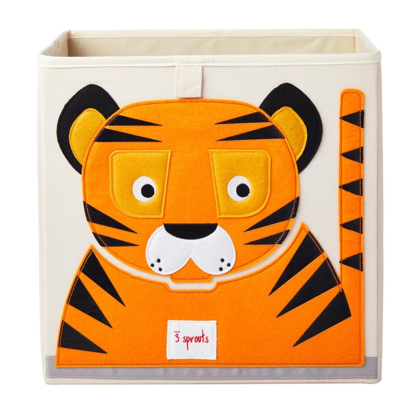 3 Sprouts Cube Storage Box - Organizer Container for Kids & Toddlers, TIGER - Image 1