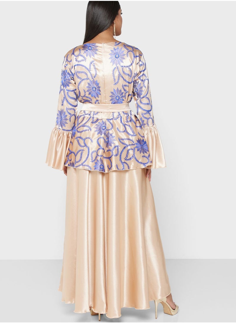 hayas closet Ruffle Sleeve Embroidered Dress  - Image 2