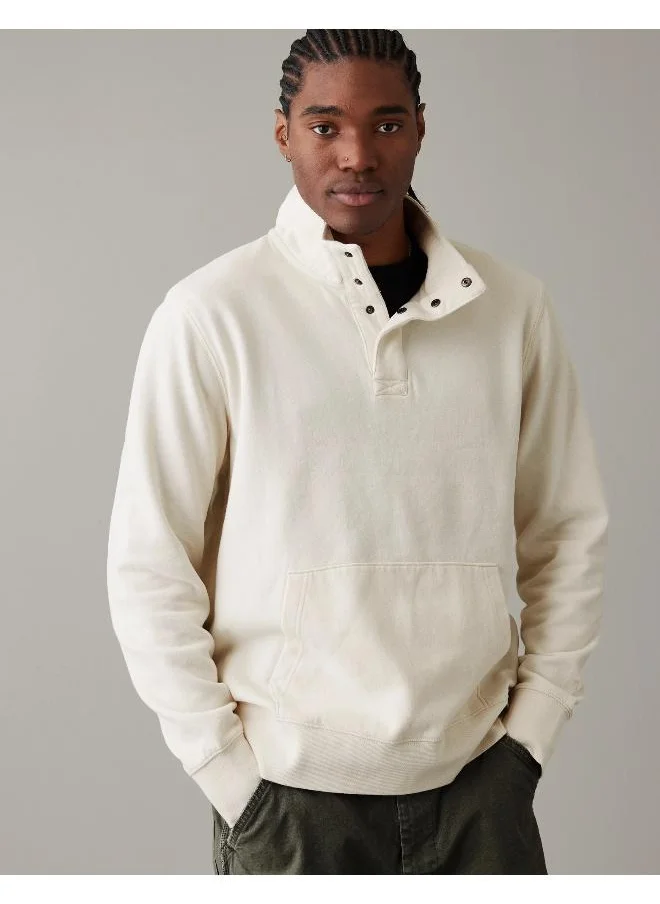 American Eagle Quarter-Snap Mockneck Pullover Sweatshirt