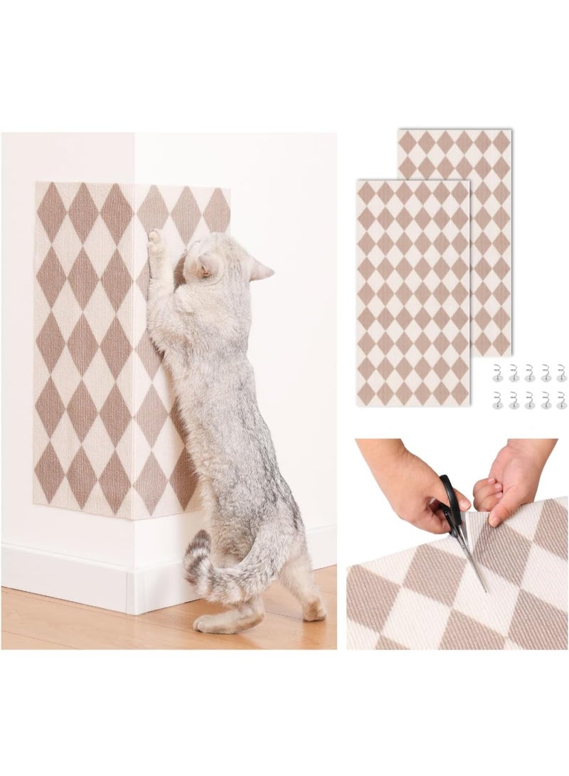 Anti-Scratch Cat Mat, Set of 2 – 50CM*80CM,  Trimmable Self-Adhesive Upholstery Pads for Furniture, Carpet, Cat Trees, Shelves, Climbing Walls  Couch Protection (Brown Diamond) - Image 1