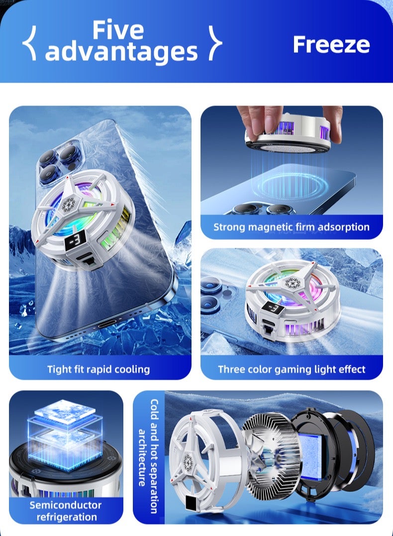 Moonstone Creations Gaming Phone Cooler for PUBG/Genshin Impact - Win Every Match with Semiconductor Rapid Icing, 3-Speed RGB Magnetic & Clip 2-in-1 Cooler - Image 2