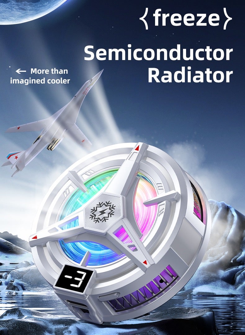 Moonstone Creations Gaming Phone Cooler for PUBG/Genshin Impact - Win Every Match with Semiconductor Rapid Icing, 3-Speed RGB Magnetic & Clip 2-in-1 Cooler - Image 1