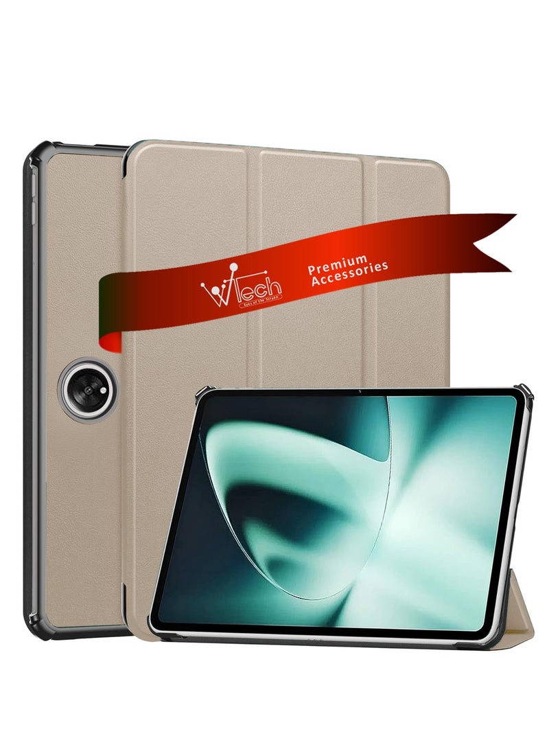 دبليو تيك حافظة جلدية ذكية قابلة للطي/الاستيقاظ التلقائي/النوم التلقائي لهاتف OnePlus Pad 2023 مقاس 11.61 بوصة ذهبي - Image 1