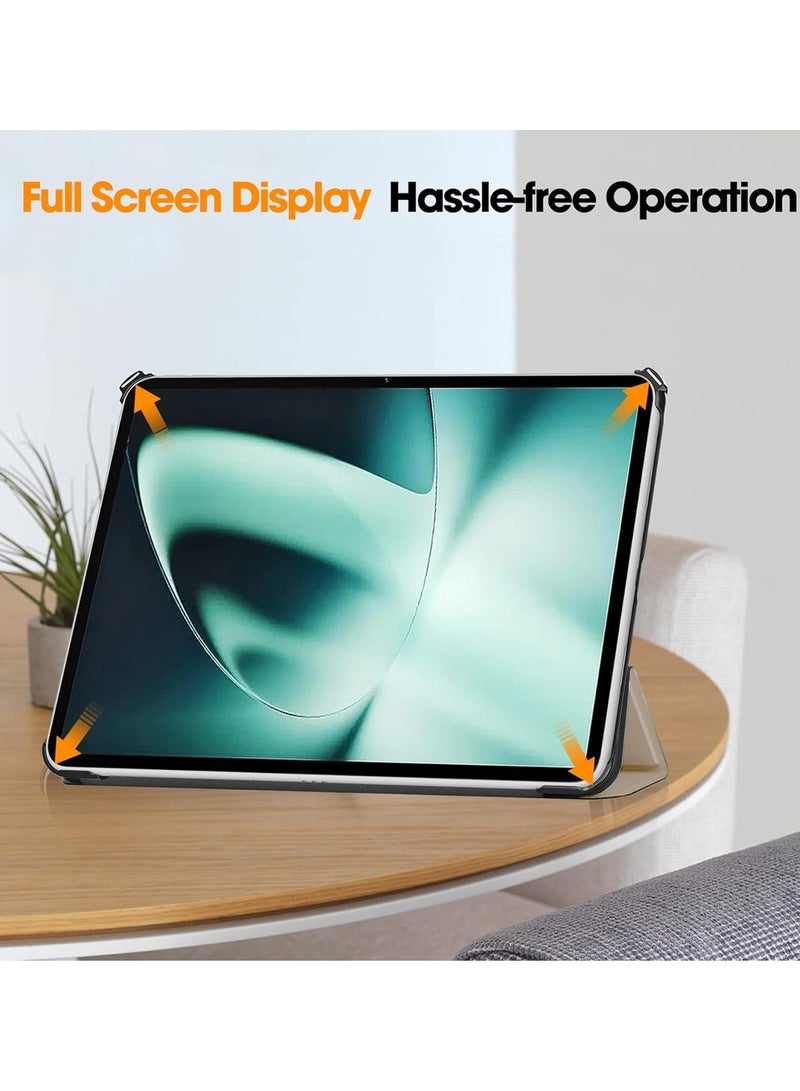 دبليو تيك حافظة جلدية ذكية قابلة للطي/الاستيقاظ التلقائي/النوم التلقائي لهاتف OnePlus Pad 2023 مقاس 11.61 بوصة ذهبي - Image 3