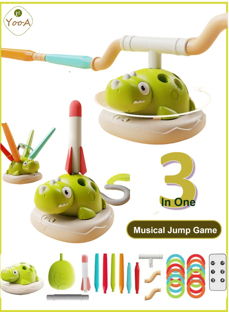 YooA 3-in-1 Musical Jump Game, Toss Ring Game, and Rocket Launcher Toy for Kids | Outdoor and Indoor Fun, Remote Control Speed Adjustment, Safe and Durable Ladybird-Themed Gift for Boys and Girls Ages 3-15 , Perfect for Various Occasions