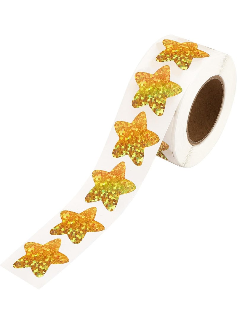 500Pcs Star Stickers,Sparkly Foil Star Stickers 1 inch Holographic Gold Star Stickers for Kids Reward, Student Planner,Behavior Chart, Classroom Teacher Supplies - Image 1