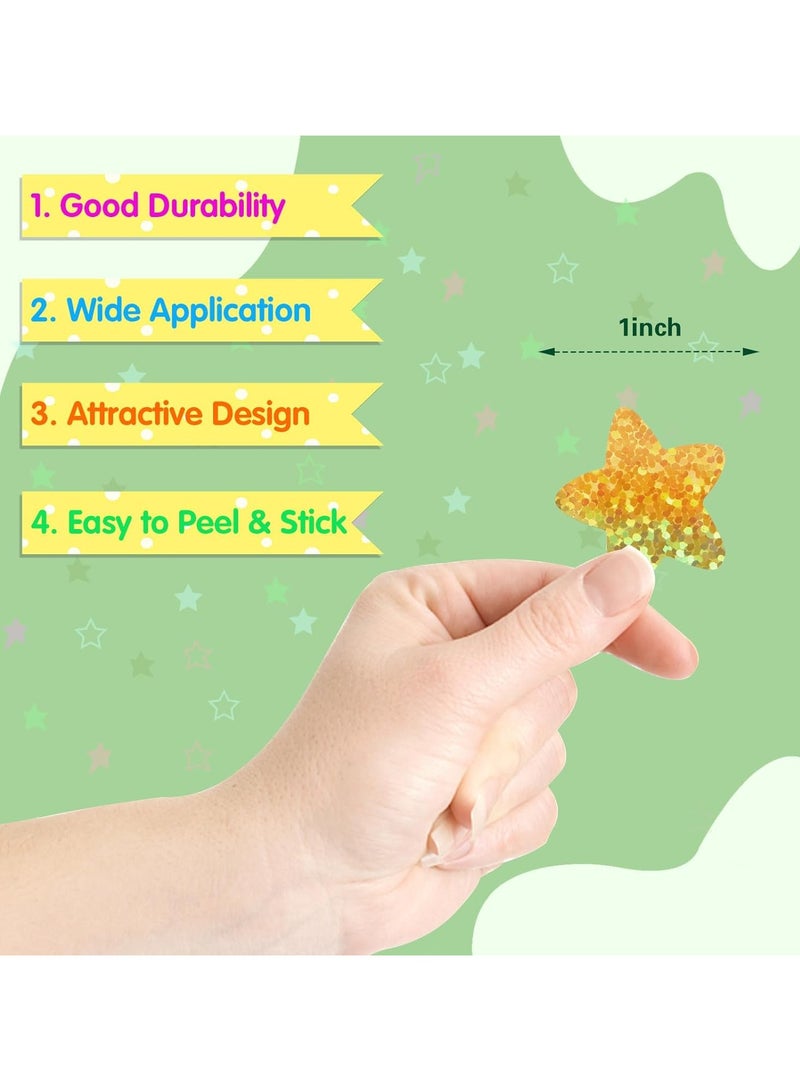 500Pcs Star Stickers,Sparkly Foil Star Stickers 1 inch Holographic Gold Star Stickers for Kids Reward, Student Planner,Behavior Chart, Classroom Teacher Supplies - Image 2