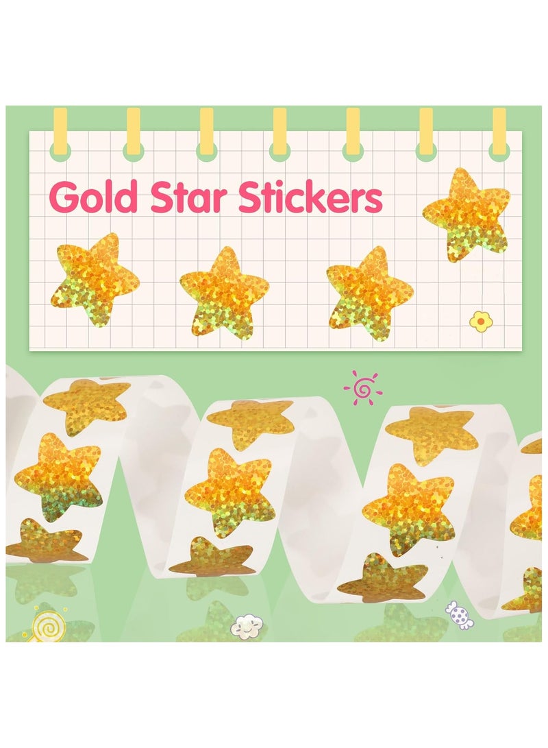 500Pcs Star Stickers,Sparkly Foil Star Stickers 1 inch Holographic Gold Star Stickers for Kids Reward, Student Planner,Behavior Chart, Classroom Teacher Supplies - Image 3