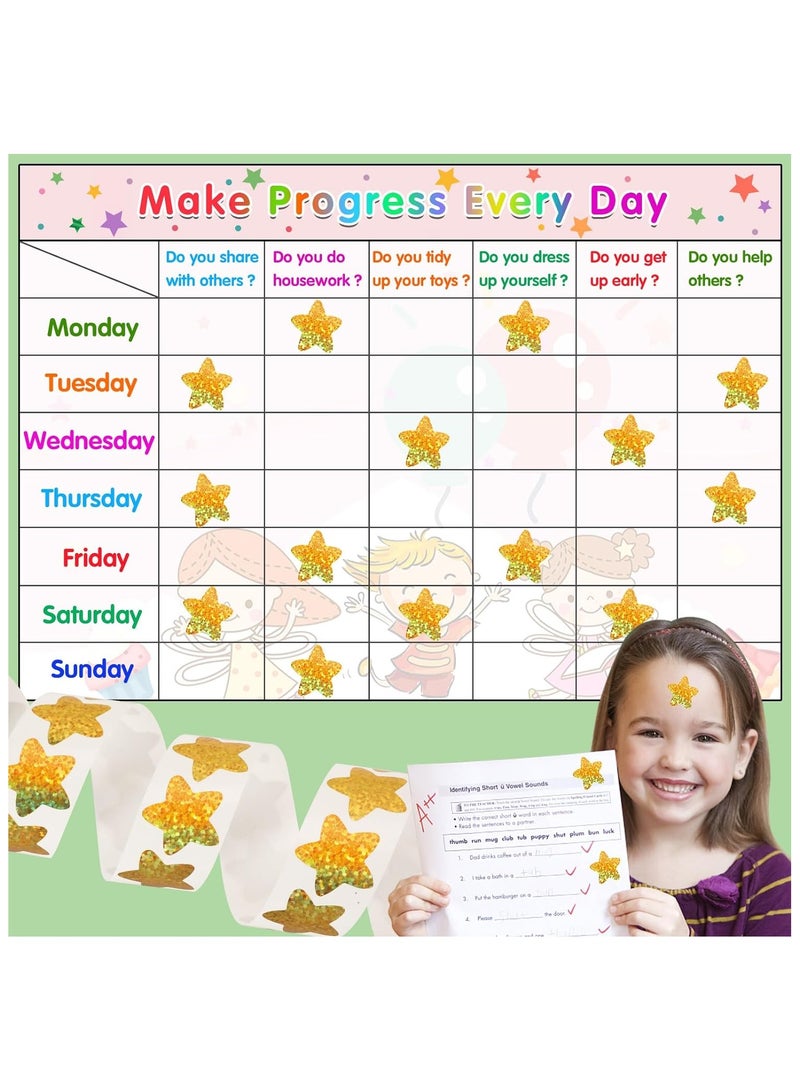 500Pcs Star Stickers,Sparkly Foil Star Stickers 1 inch Holographic Gold Star Stickers for Kids Reward, Student Planner,Behavior Chart, Classroom Teacher Supplies - Image 5