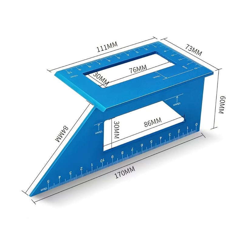 Two Pack Silvery T Type 45 Degree Bevel 90 Degree Carpenter Square Aluminum Measuring Ruler - Image 3