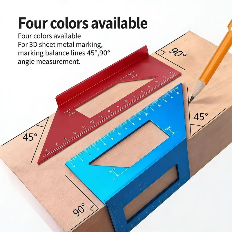 Two Pack Silvery T Type 45 Degree Bevel 90 Degree Carpenter Square Aluminum Measuring Ruler - Image 4