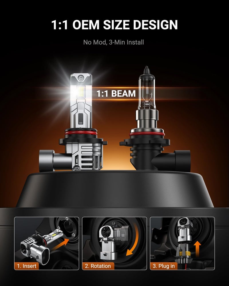 SEALIGHT 9005 9006 Bulbs Combo, 800% Brightness 80000LM, 6500K White Super Bright 9005/HB3 9006/HB4 Fog Light Bulbs, Plug and Play, Pack of 4 - Image 4