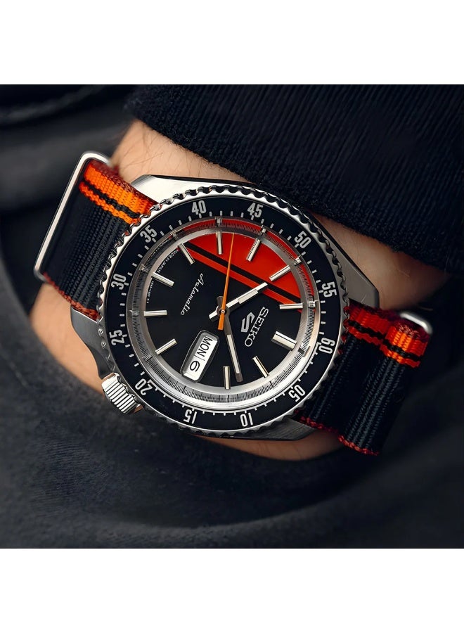 Seiko 5 Sports Special Edition Automatic Men’s Watch SRPK71, 42.5 mm Black & Red Dial, Nylon Strap, 100 m WR - Image 3