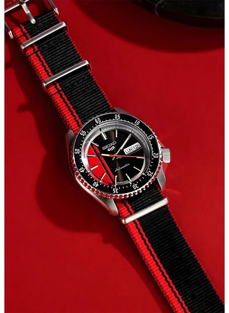 Seiko 5 Sports Special Edition Automatic Men’s Watch SRPK71, 42.5 mm Black & Red Dial, Nylon Strap, 100 m WR - Image 1