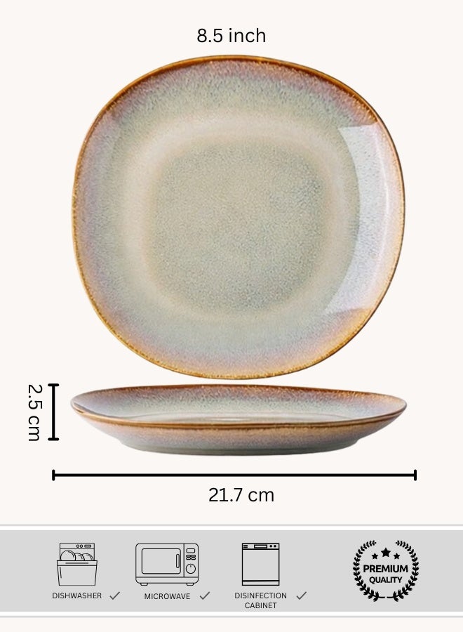 Clink Premium Ceramic Plate, Colorful Flame Irregular Round Dinner Plate, High Quality 8.5 inch Porcelain Dinner Plate, Perfect for Steak, Pasta, Salad, Main Courses, Plate for Home & Restaurants - Image 1