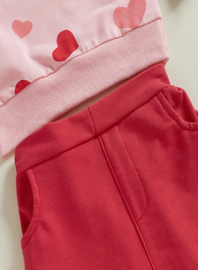 SAYOO Toddler Baby Girl Valentines Day Outfit LOVE Embroidery Heart Sweatshirt Top A-line Skirt Plush Ball Spring Clothes (Red, 18-24 Months) - Image 5