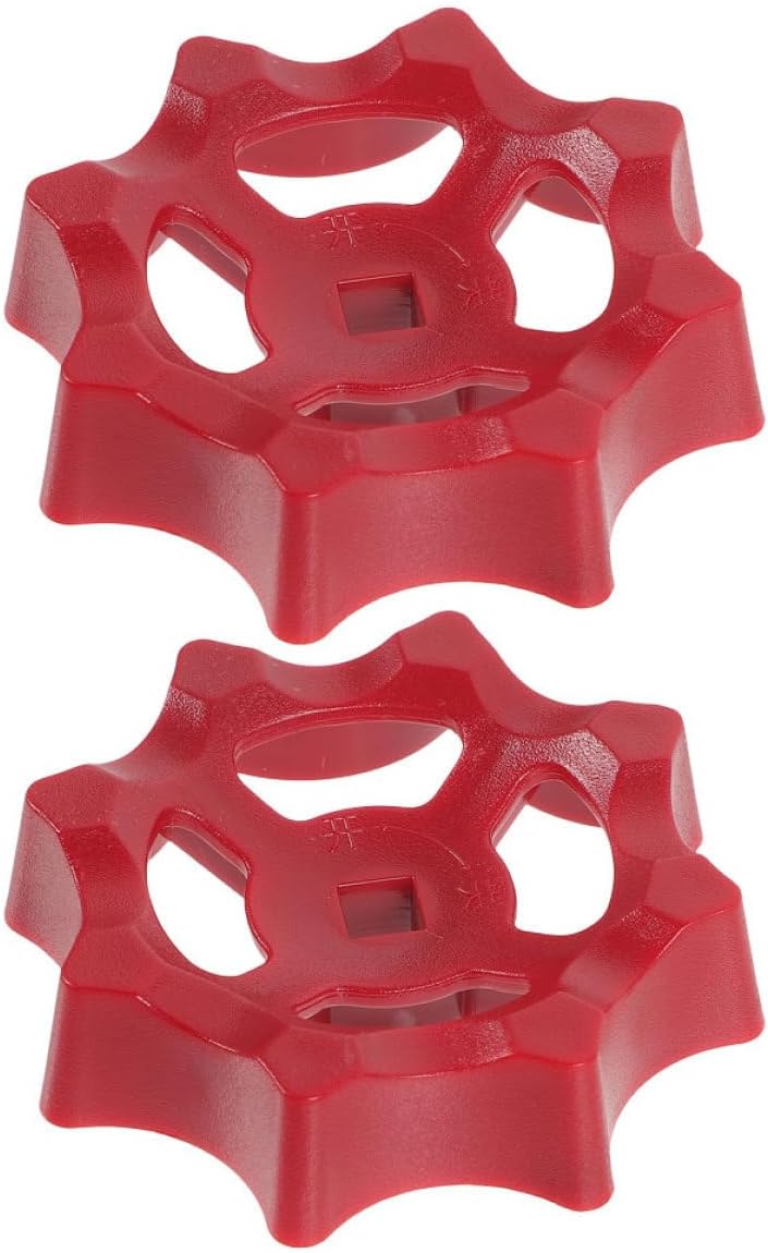 POPETPOP 2pcs Red Abs Valve Hand Wheel 6x6mm Square Stem Replacement Faucet Handle Shutoff Valve Stem Tool for Outdoor Water Spigot and Plumbing Repair - Image 1