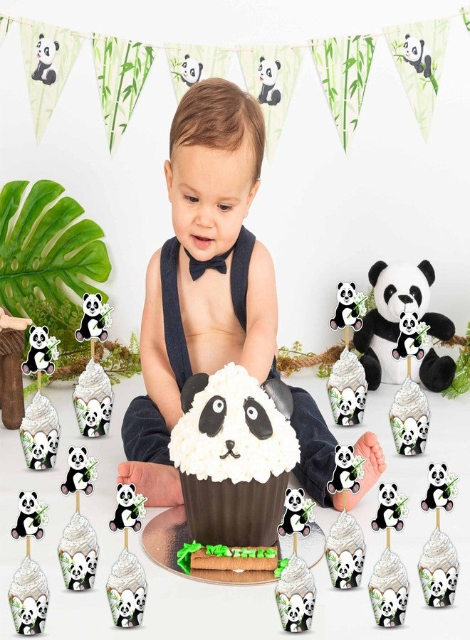 Seyal Panda Cupcake Wrapper – Cute Panda Theme Cupcake Sleeves for Birthday Party Decorations – Animal Theme Dessert Table Decor for Celebration, School Events & Panda-Themed Parties (24 Pcs - Image 3