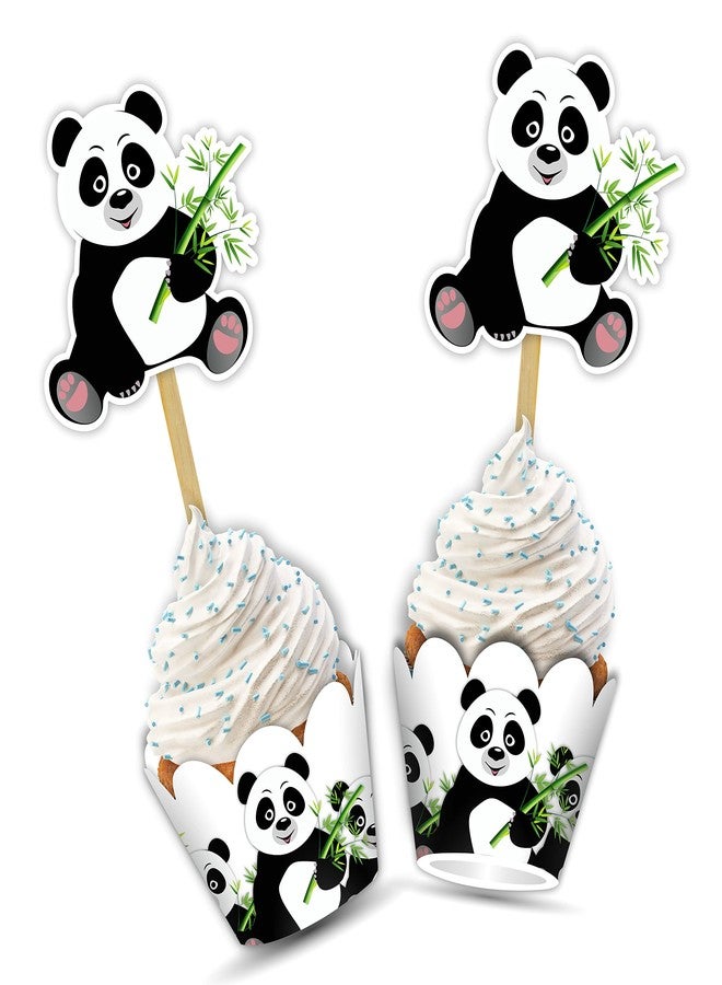 Seyal Panda Cupcake Wrapper – Cute Panda Theme Cupcake Sleeves for Birthday Party Decorations – Animal Theme Dessert Table Decor for Celebration, School Events & Panda-Themed Parties (24 Pcs - Image 1