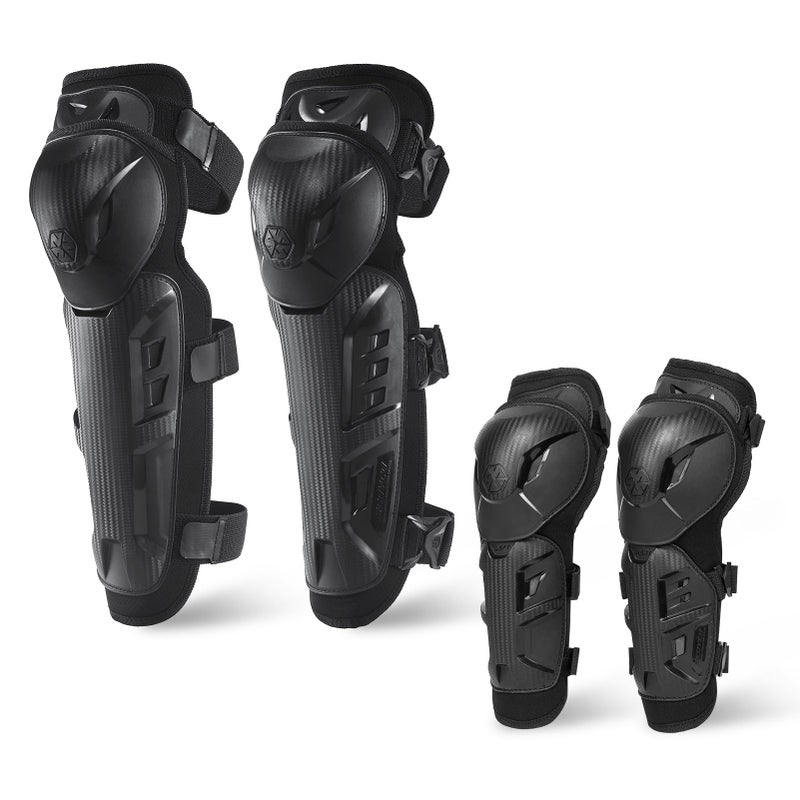 Scoyco 4pcs Motorcycle Knee Shin Guards Black Adjustable Anti-slip Knee Cap Pads Protector Armor for Motocross - Image 1