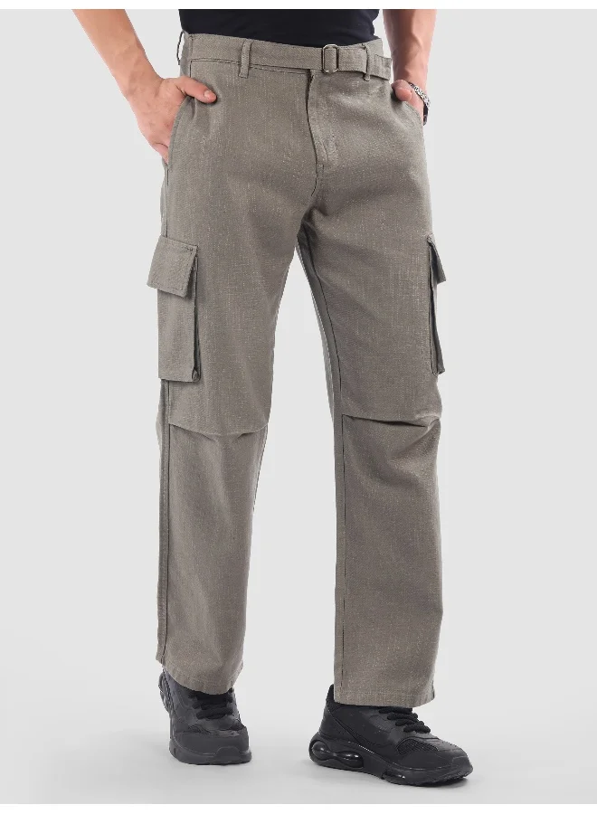 بيونغ بنطلون كارغو رمادي بخصر قابل للتعديل