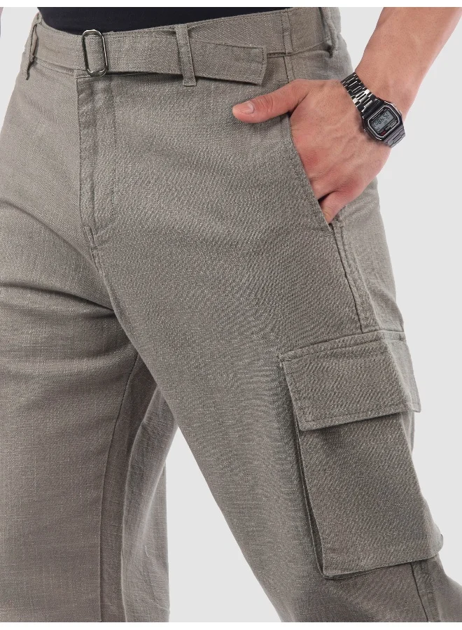 بيونغ بنطلون كارغو رمادي بخصر قابل للتعديل