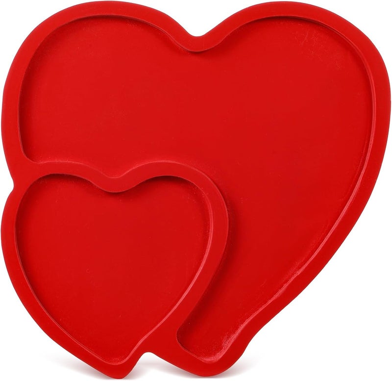 Rtteri Heart Shaped Plates Cheese Board Charcuterie Boards 9 inch Wood Serving Platters and Trays Salad Plate Dinner Plate Cake Plate Decorative TrayRed - Image 1
