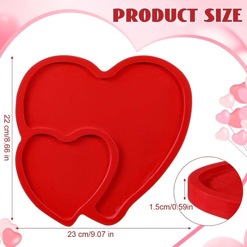 Rtteri Heart Shaped Plates Cheese Board Charcuterie Boards 9 inch Wood Serving Platters and Trays Salad Plate Dinner Plate Cake Plate Decorative TrayRed - Image 2