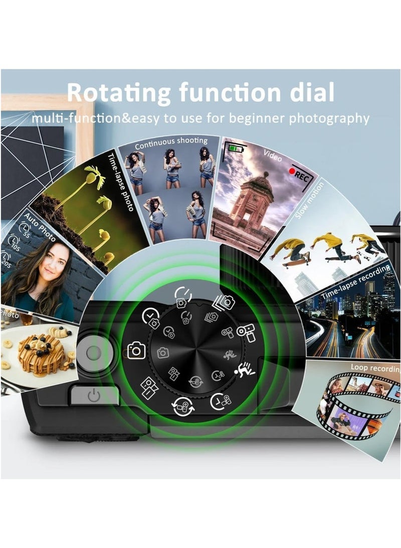 شو وو كاميرا رقمية، كاميرا فيديو 5K، كاميرا أطفال 75 ميجابكسل، كاميرات رقمية بوينت آند شوت مع بطاقة TF سعة 64 جيجابايت، تكبير 18X، للأطفال الأولاد والبنات، لون أسود - Image 3