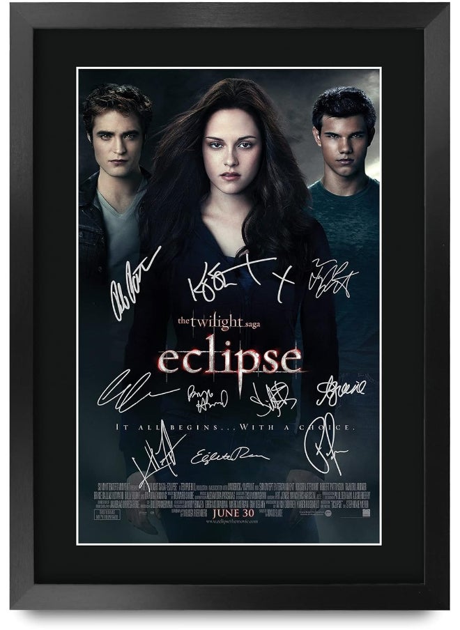 HWC Trading HWC Trading Twilight 3 Eclipse Kristen Stewart, Robert Pattinson 16 x 12 inch Framed Gifts Printed Poster Signed Autograph Picture for Movie Memorabilia Fans - 16" x 12" Framed  - Image 1