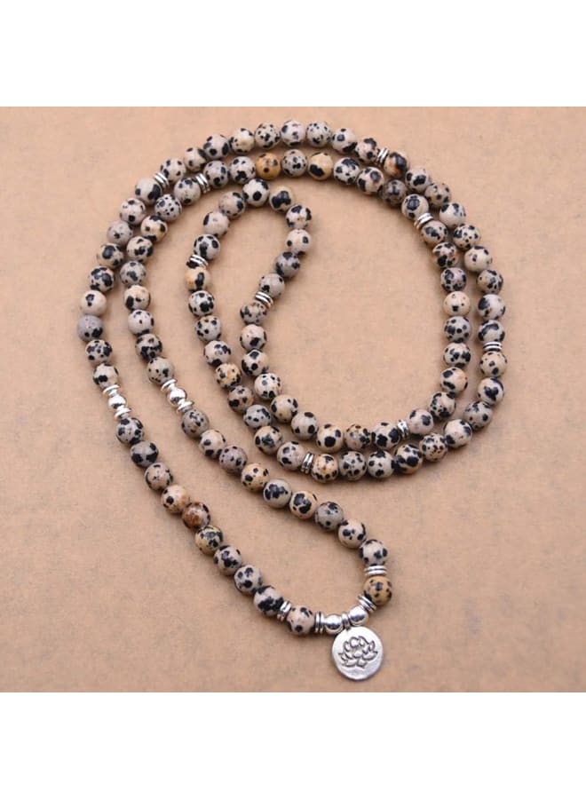 108 Natural Beads Mala Yoga Bracelet with Lotus Charm, 19 inch, Stone  - Image 2