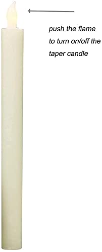 Rhytsing 10" Ivory Flameless Taper Candles with Timer, Battery Operated Dinner Candlesticks, Push-Activated, Textured Wax Finish, Warm White Light, Remote & 10 Batteries Included - Set of 5 - Image 4