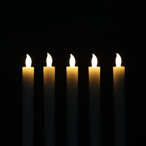 Rhytsing 10" Ivory Flameless Taper Candles with Timer, Battery Operated Dinner Candlesticks, Push-Activated, Textured Wax Finish, Warm White Light, Remote & 10 Batteries Included - Set of 5 - Image 3
