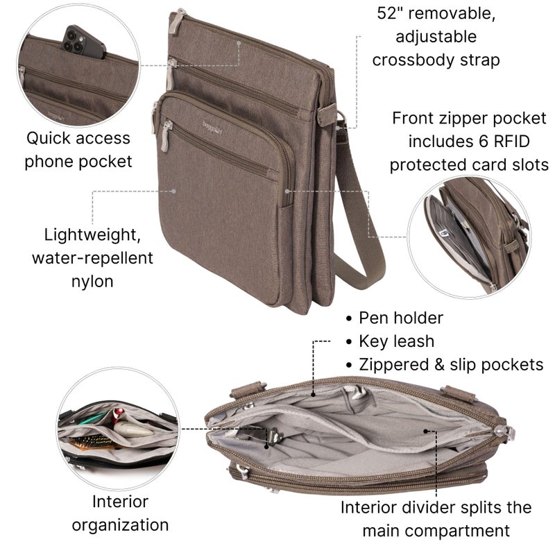 Baggallini Out and About Crossbody Bag for Women - 10"x10.7" Lightweight Travel Handbag w/RFID Card Slots - Image 4