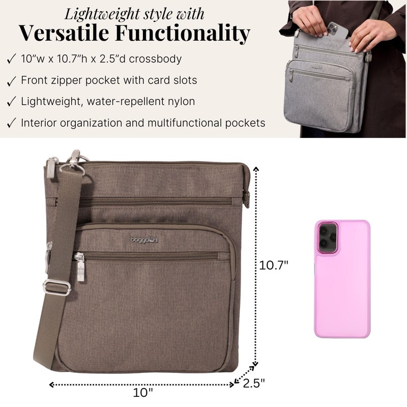 Baggallini Out and About Crossbody Bag for Women - 10"x10.7" Lightweight Travel Handbag w/RFID Card Slots - Image 5