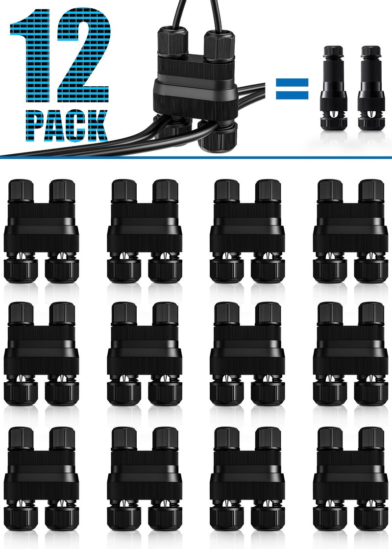 SUNVIE Fastlock2 Low Voltage Landscape Lighting Wire Connector Landscape Light Connectors Waterproof 12-18 Gauge Landscape Wire Connector for Outdoor Landscape Lighting Path Lights, 12 Pack - Image 1