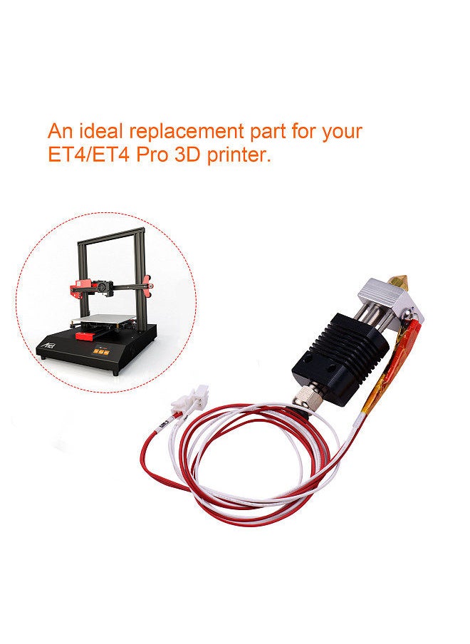 Generic - 3D Printer Full Metal Hotend Extruder Kit Hot End Set with 0.4mm Nozzle 100K Thermistor Heatsink Wire 24V Compatible with ET4/ET4 Pro Printer 1.75mm Filament - Image 1