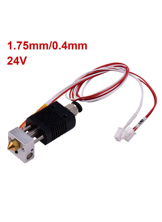 Generic - 3D Printer Full Metal Hotend Extruder Kit Hot End Set with 0.4mm Nozzle 100K Thermistor Heatsink Wire 24V Compatible with ET4/ET4 Pro Printer 1.75mm Filament - Image 1