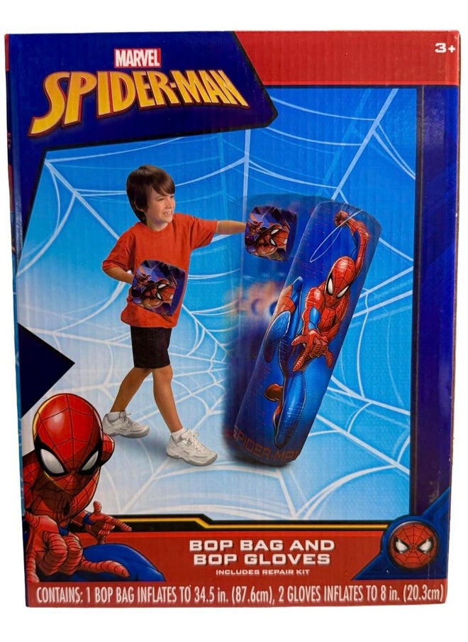 Spider-Man Spiderman Spider-Man Inflatable Bop Bag & Bop Gloves Set Kids Punching Bag with Gloves, Freestanding Superhero Blow Up Bouncing Boxing Bag for Exercise, Durable Heavy Duty Indoor and Outdoor - 34.5"  - Image 1
