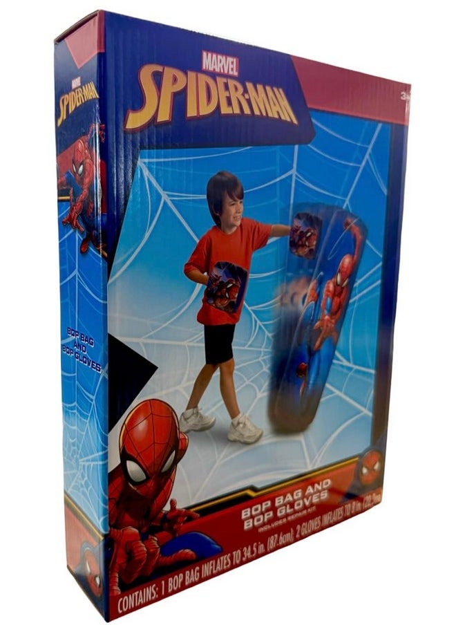 Spider-Man Spiderman Spider-Man Inflatable Bop Bag & Bop Gloves Set Kids Punching Bag with Gloves, Freestanding Superhero Blow Up Bouncing Boxing Bag for Exercise, Durable Heavy Duty Indoor and Outdoor - 34.5"  - Image 2